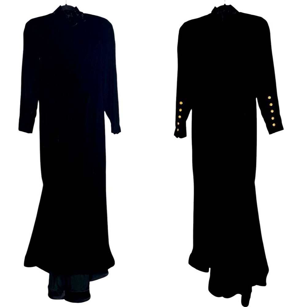 Roland Nivelais Bergdorf Goodman Velvet Long Sleeve‎ Formal Maxi Dress Train 10